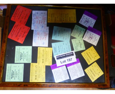 Records : Frame of various concert tickets, incl Beatles, Rolling Stones, Bob Marley, Frannk Zappa - these are stuck down.