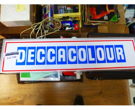 Records : Superb original 'Deccacolour' large illuminated sign in very good condition, lovely item, 4ft x 1ft ** BUYER MUST C