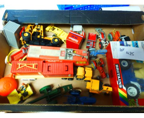 Die-cast : Box of various including small/large scale Corgi, Dinky etc, plus Britains tractor, boxed - sl damage.