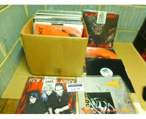 Records : 50+ indie/brit pop albums and 12" singles - incl New Model Army, New Order, Only Ones etc, vg/vg+.