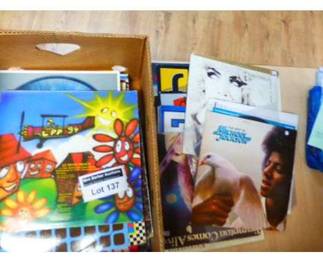 Records : Box of 50 albums, good mixture of rock/pop, vgc, incl Michael Jackson, Eurythmics and many more 12".