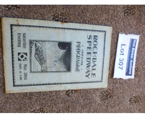 Speedway : Rochdale Speedway - Golden Helmet 30.3.1929, super rare item, sl. grubby cover but generally fine condition.