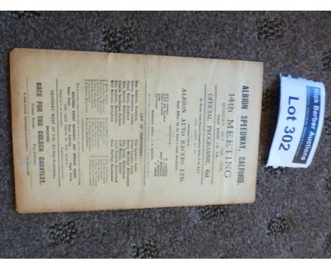 Speedway : Salford - Manchester - Albion Speedway rare 4 page card - 15.10.1928, minor creases, Scratch/Handicap meeting, sup