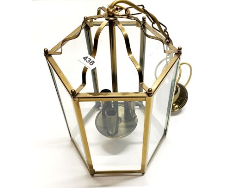 A gilt brass porch ceiling light, H. 36cm.