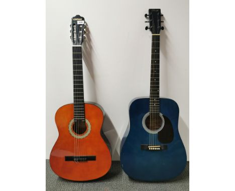 A Stagg handmade Western guitar and a Clifton handmade classical guitar.