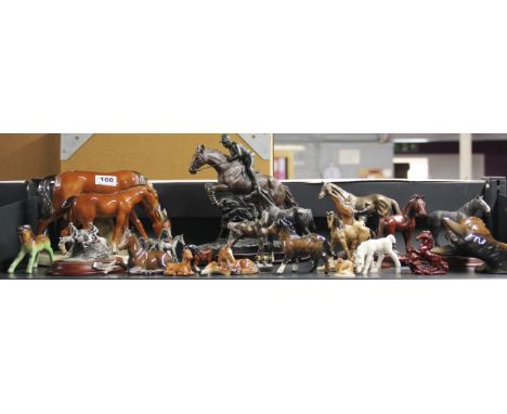 A group of mixed ceramic and other horse figures including Goebel.