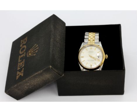 A gent's vintage mid size bi-metal Rolex Oyster Perpetual Datejust chronometer wristwatch with 6251H (Jubilee fold-over) stra