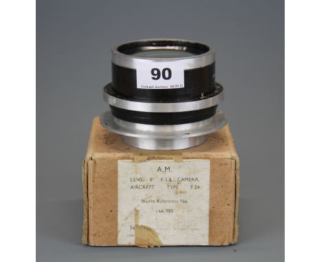 An Air Ministry Dallmayer 8 in F/2.9 camera lens aircraft type f24,14a 780 with original box.