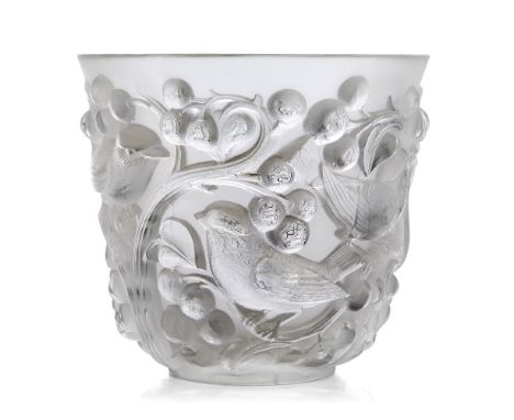 René Lalique (French 1860-1945), a clear and frosted glass  'Avallon' vase, No.986,Designed 1927, stencil mark R. Lalique,Mou