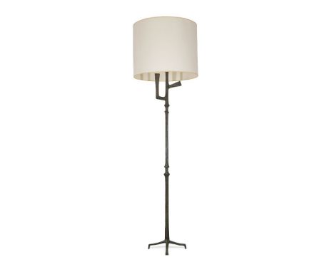 A contemporary bronzed floor lamp in the manner of Alberto Giacometti,c.2000, indistinctly initialled and numbered '6/8',The 