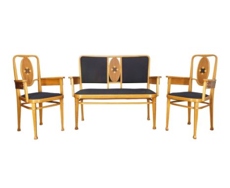 Marcel Kammerer, a model '414' salon suite, Second half 20th Century, unmarked, probably made by Thonet,Each part with matchi