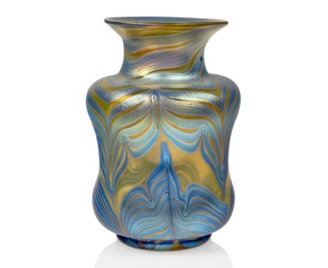 Loetz (Austrian), an iridescent Phaenomen dimpled glass vase with everted rim,c.1900, PG 202, PN 11/888, ground out pontil en