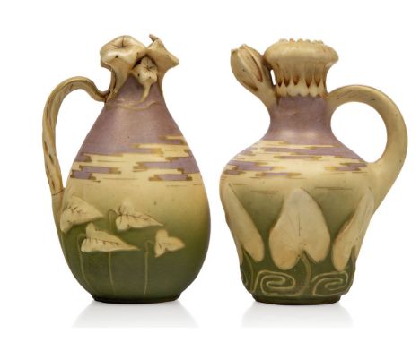 A Riessner, Stellmacher & Kessel 'Amphora' 'Cala lily' small porcelain jug,c.1900, red printed RSK mark,The shouldered jug wi