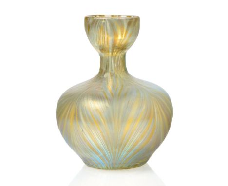 Loetz (Austrian), an iridescent Phaenomen Candia glass vase,c.1900, PG 7501, ground out pontil engraved Loetz Austria, The pa