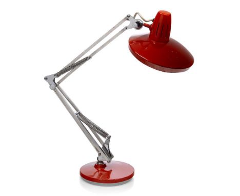 Fase, an orange enamelled steel and chromed Anglepoise lamp, c.1960, cast manufacturer's marks to stand and underside,The adj