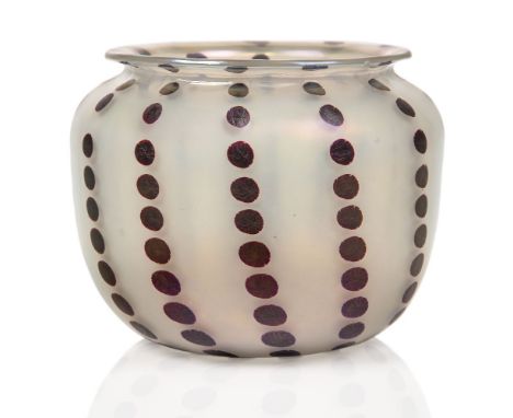 A Secessionist opalescent glass vase in the manner of Koloman Moser,Early 20th Century, unmarked,The oviform with everted rim