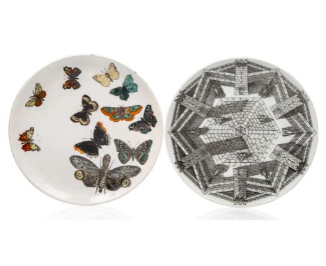 Piero Fornasetti (Italian 1913-1988), a 'Farfalle bianco' pattern dinner plate,c.1950/60, printed marks to base - 'Fornasetti