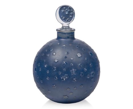 René Lalique (1860-1945), a large Worth - 3 perfume bottle and stopper in the ' Dans La Nuit' pattern,  Faint moulded R. Lali