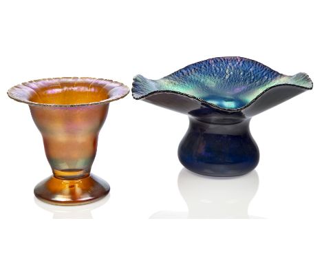 An iridescent glass vase attributed to WMF 'Myra',c.1930, The vase with everted rim covered with an iridescent surface of pin