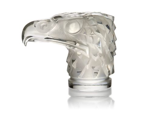 René Lalique (French 1860-1945), a 'Tete D'Aigle' No.1138  clear and frosted glass car mascot,Designed 1928, moulded R. Laliq