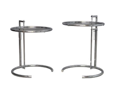 Eileen Gray (British 1878-1976), a pair of model 'E1027' glass and chrome side tables for Vereinigte Werkstatten,c.1990, impr