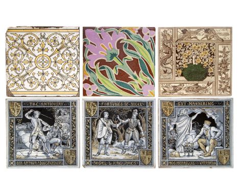 John Moyr Smith (British 1839-1912), three Mintons Eight-Inch Tiles from a series based on Sir Walter Scott's Waverley Novels
