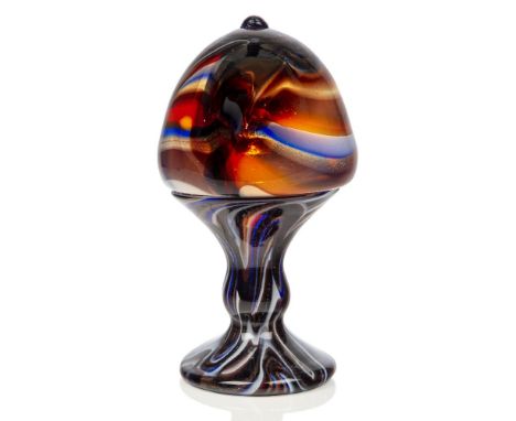 An Italian mottled glass aventurine table lamp,Second half 20th Century,The removeable domed shade on waisted stand with flar