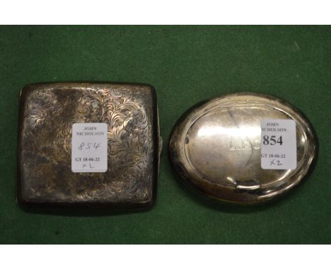 A silver snuff box and an engraved silver cigarette case.