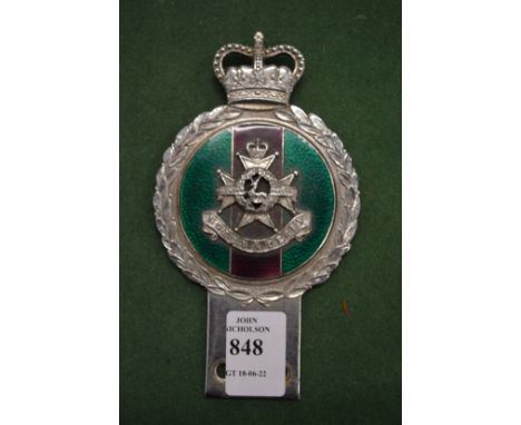 A nickel plated and enamel car mascot, Notts &amp; Derby.