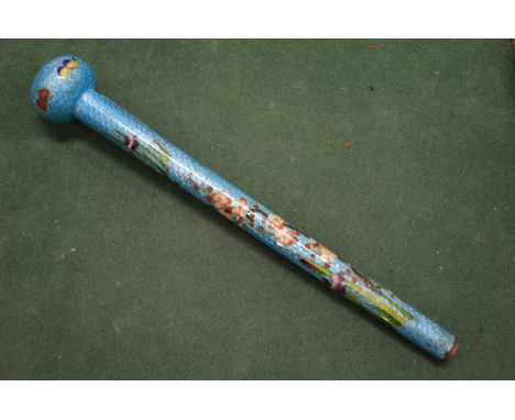 A cloisonne enamel parasol handle.