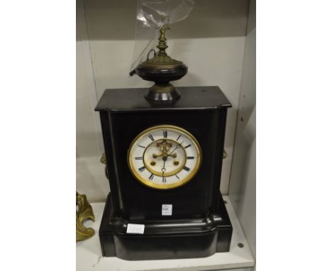 A good large Victorian slate mantle clock with Breguet style escapement.