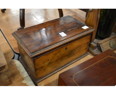 A Victorian rosewood tea caddy with satinwood interior and cut-glass mixing bowl.