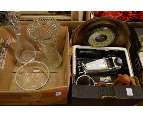 Glassware, a barometer, model car etc.