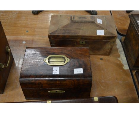 A Victorian sewing box and a tea caddy.