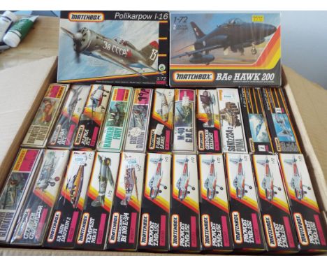 Matchbox - 27 boxed 1/72 scale model kits, military aircraft, predominantly all in original factory sealed boxes, therefore p