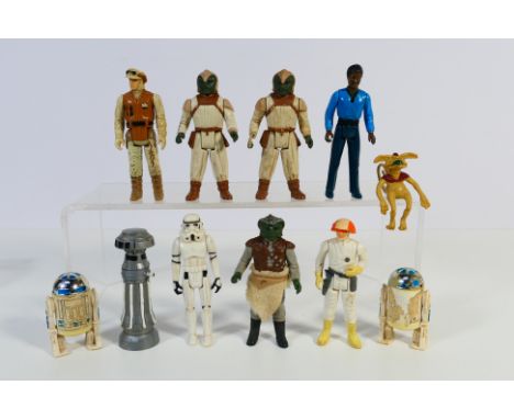 Star Wars - A collection of unboxed vintage figures including Lando Calrissian, R2-D2, Klaatu, Salacious Crumb, Stormtrooper,