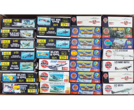 Heller and Airfix - 28 off 1/72 scale model kits, aircraft, all appear unused of which many are in original factory sealed bo