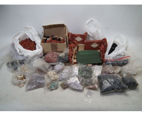 MiniBrix - O Gauge - A collection MiniBrix to include 1 Building and an assortment of loose bricks and accessories (windows e
