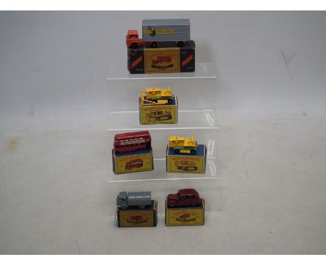 Matchbox - Lesney - 6 x boxed vehicles, Bedford TK Articulated Lorry # M-2, Austin Taxi # 17, Karrier Refuse Collector # 38, 
