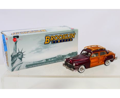 Brooklin Models - a boxed 1:43 scale BML 14 1947 Chrysler Windsor Town & Country 4-Door Sedan (Maroon Metallic).  The model a