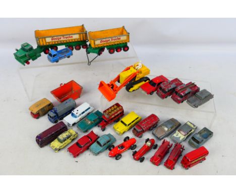 Matchbox - 27 unboxed mostly vintage Matchbox Lesney vehicles to include #K-16 Dodge Tractor and twin tipper, #K-8 Caterpilla