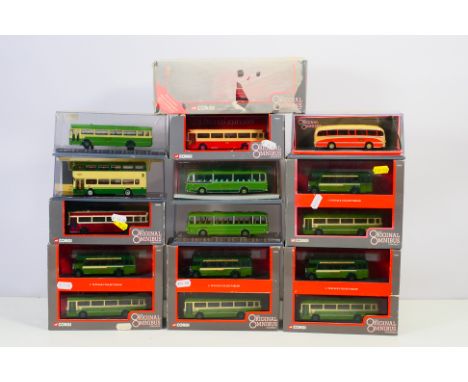Corgi, Original Omnibus - A fleet of 16 diecast model buses, across 12 boxes, in 1:76 scale including Corgi #97057 leyland PS