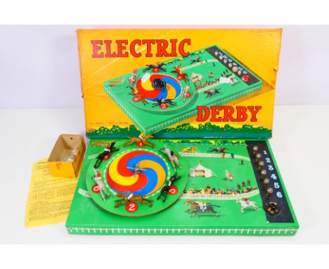 Electric Derby - A vintage boxed Electric Derby by Kay of London, made in England. Six metal horse and riders on a numbered s