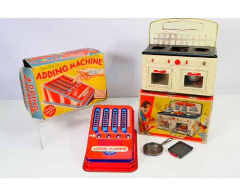 Vintage toys - Two boxed vintage toys to include: Peter Pan Adding machine. A metal construction adding machine made in Engla
