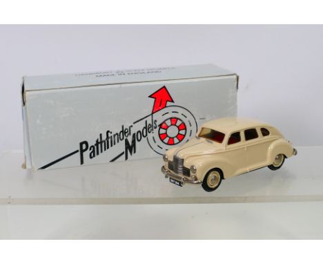 Pathfinder Models - A built white metal Jowett Javelin in beige # PFM4 The car appears Mint in a Fair box with some storage w