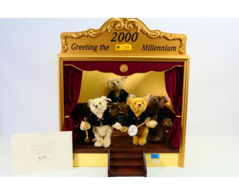 Steiff - A Limited edition (995 of 2000) boxed Steiff millennium band set. Includes the wooden stage with velvet curtains and
