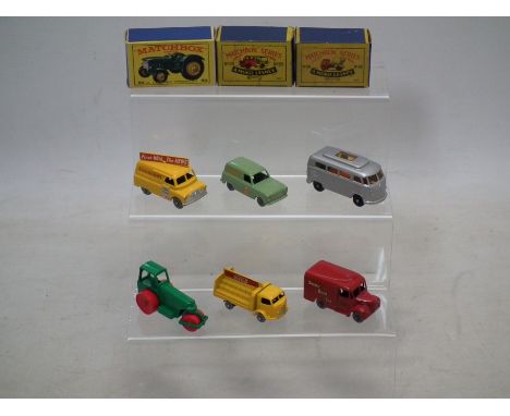 Matchbox - Lesney - A group of models including John Deer Lanz tractor # 50, Ford Thames van # 59, Trojan van # 47 and others