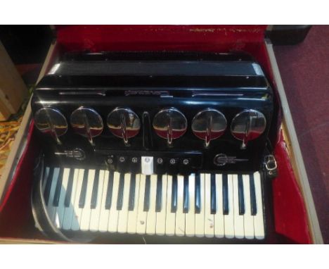 A Parrot Polifonico 120 Bass accordion with case 