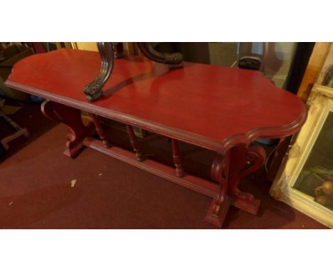 An American red painted console table L.183cm H.30cm, D.50cm 