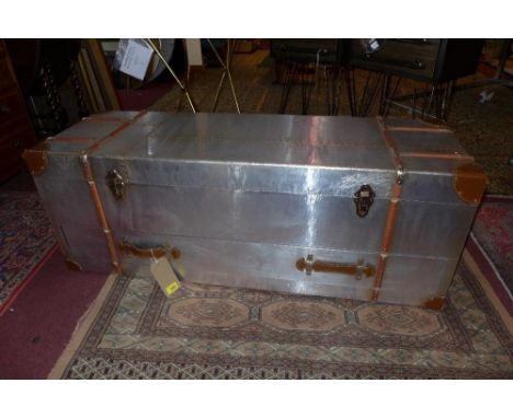 An Andrew Martin style aviator trunk with one drawer, H.43 W.122 D.41cm 